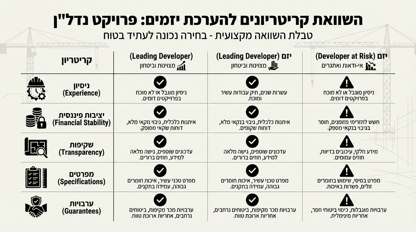 קריטריונים לבחירת יזם מתאים לפרויקט פינוי בינוי