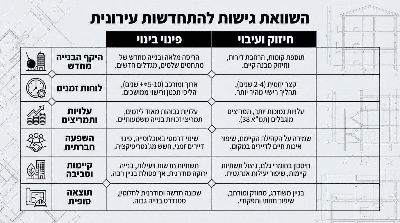 השוואה בין פינוי בינוי לתמא 38 בשער העלייה חיפה