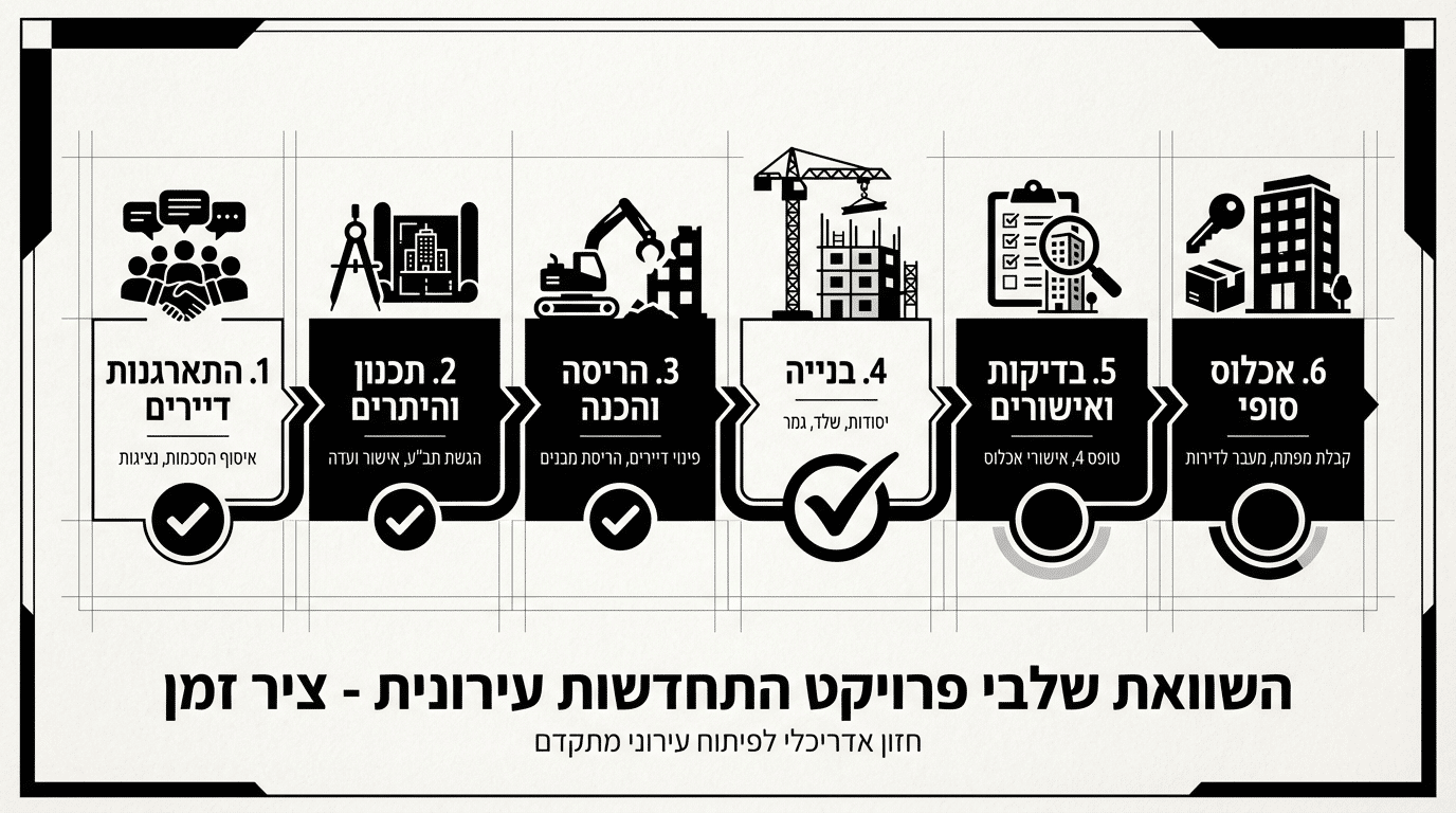 השוואת שלבי פרויקט פינוי בינוי מול המצב בפועל בבת גלים חיפה