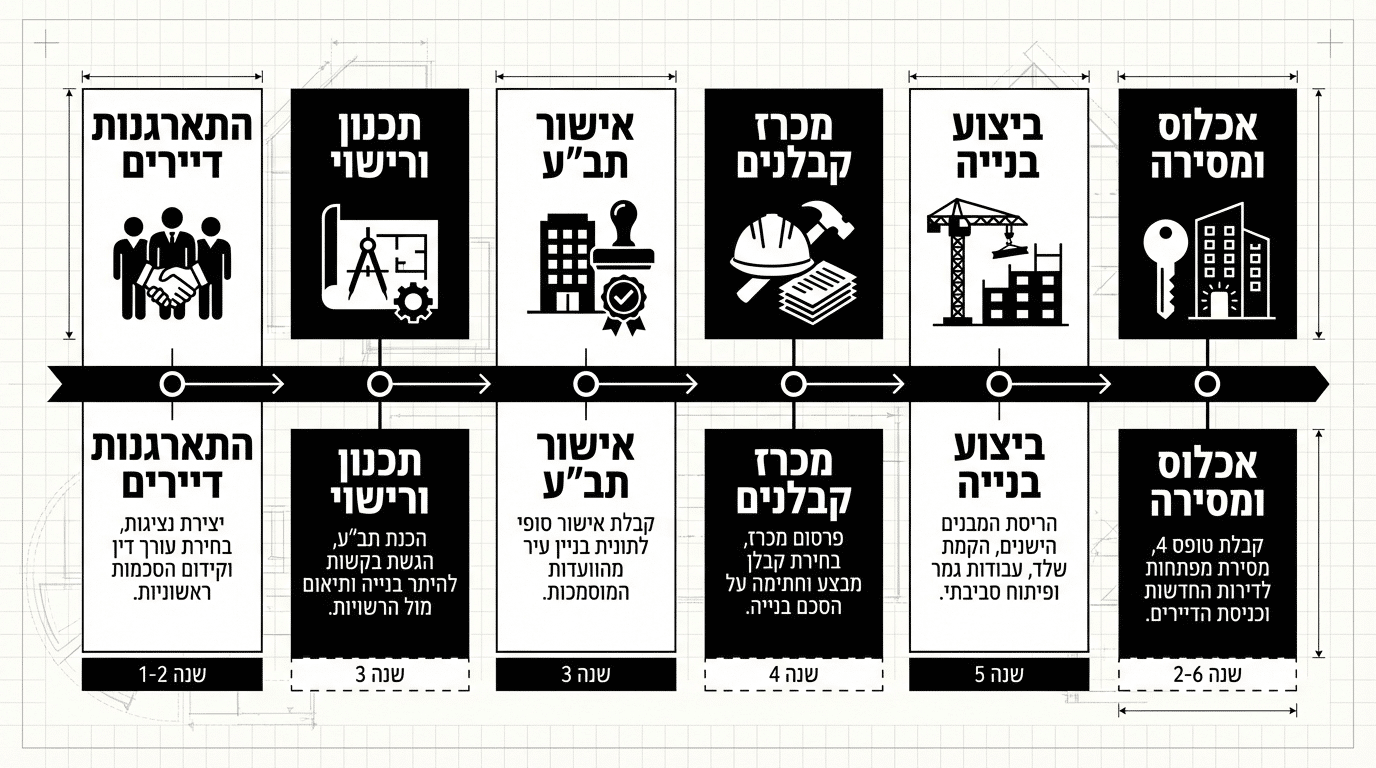 תהליך התחדשות עירונית בקריית אליעזר - לוחות זמנים וקצב התקדמות