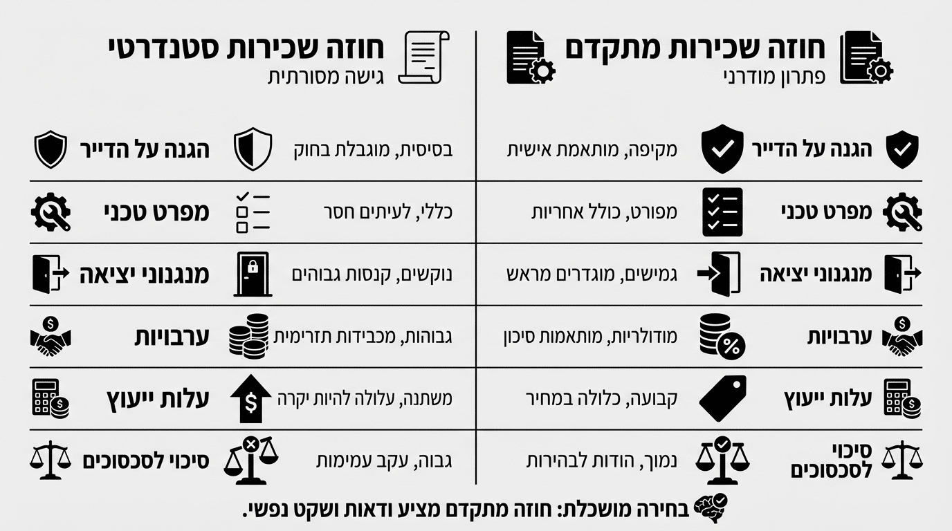 השוואה בין הסכם מדף להסכם מותאם אישית