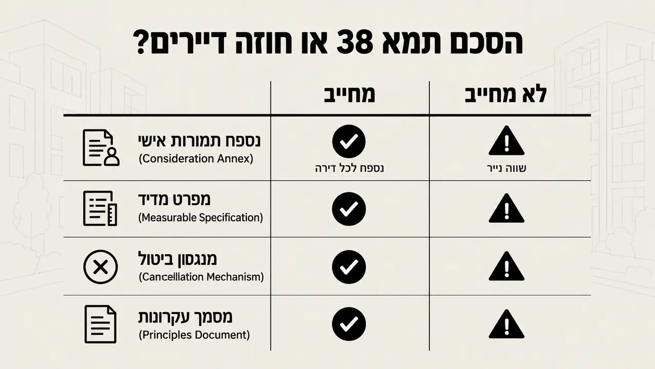איך מבדילים בין הסכם תמא 38 לבין חוזה דיירים בפועל?
