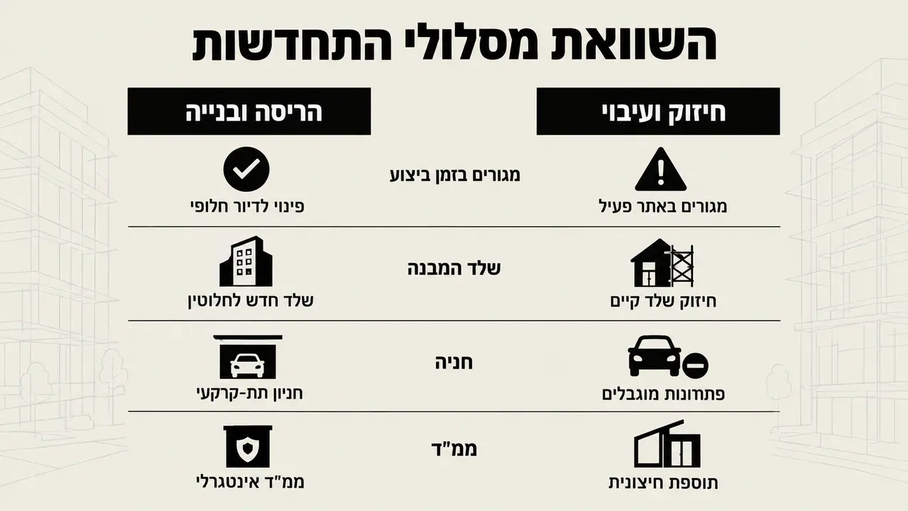 מה ההבדל בין חיזוק מבנה קיים לבין הריסה ובנייה מחדש בירושלים?